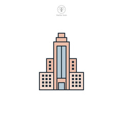 Obraz premium Skycraper building Icon symbol vector illustration isolated on white background
