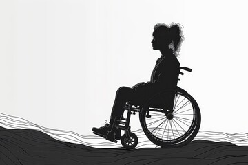 Obraz premium A minimalist line art drawing emphasizing the strength and independence of wheelchair users.