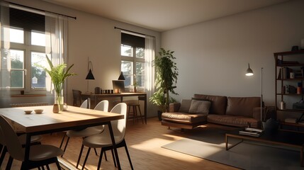 Cozy Dining Room with Wooden Furniture