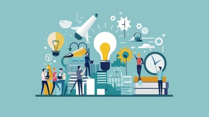 Advancement and Enlargement, future innovation concept, flat design illustration