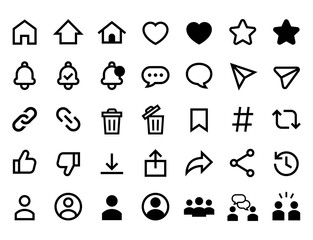 SNSで使われるUIアイコンセット