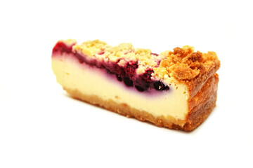 Blueberry Cheese Cake Sliced, isolated on white background