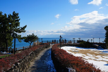 seaside walkway and a little snow