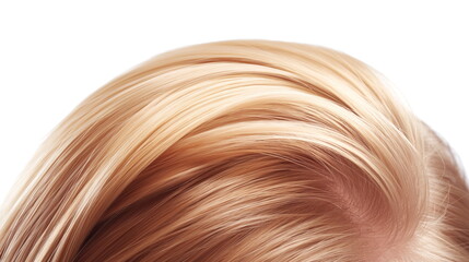Fototapeta premium Texture of blonde hair. Individual strands in detail, highlighting their smooth and shiny appearance