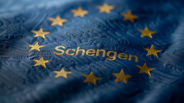 Waving EU Flag Featuring the Schengen Zone