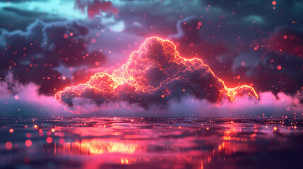 Fototapeta premium Neon cloud on dark background.