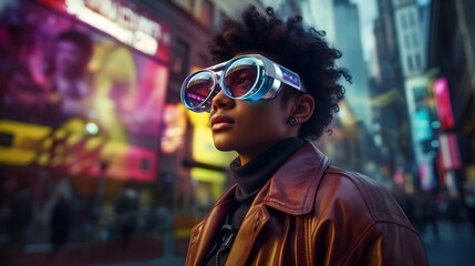 Stylish Man in Neon Light