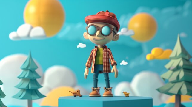 background flat 3d plomber character 