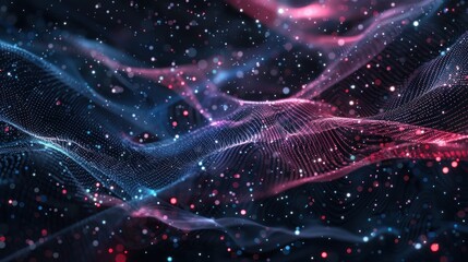 Obraz premium Abstract Digital Waves with Glowing Particles