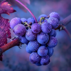 Close-Up of Ripe Grapes on Vine in Vineyard