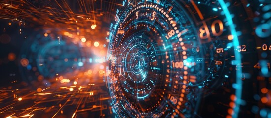 Abstract Digital Interface with Glowing Circles and Numbers