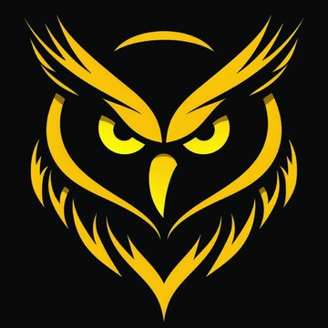 Owl logo vector illustrations. Emblem design on black background