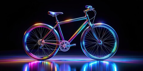 Fototapeta premium Holographic image of futuristic bicycle , hologram, advanced, technology, innovative, cycling, background,virtual