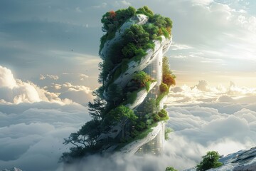 A conceptual skyscraper designed to minimize its environmental impact throughout its life cycle.