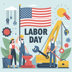 Happy Labour Labor Day Illustration