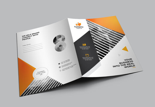 Corporate Orange Presentation Folder With Trangle