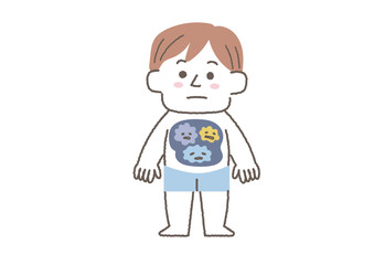 体に毒素が溜まっている男性のイラスト
