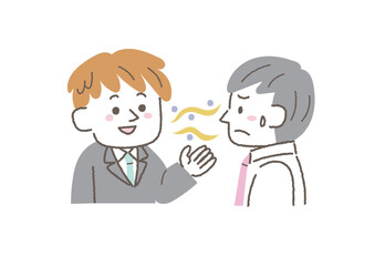 口臭が気になる男性のイラスト