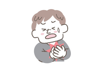 心臓の疾患で発作が起きた男性のイラスト