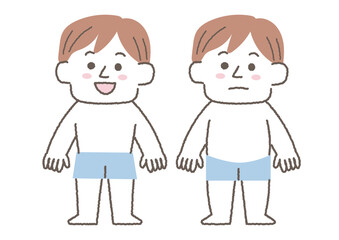 太っている男性と痩せている男性のイラストセット