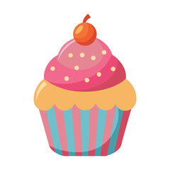Illustration of birthday cupcake Isolated 