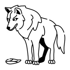 A hand drawn icon of canis lupus 