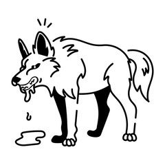A hand drawn icon of a drooling wolf 