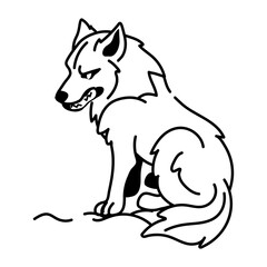 A doodle style icon of wolf growl 