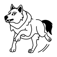 Wolf animal icon in doodle style 