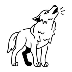 A doodle style icon of wolf howl 
