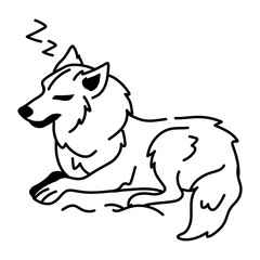 A hand drawn icon of sleepy wolf 