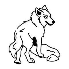 A hand drawn icon of a canis lupus 