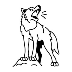 Wolf howl hand drawn icon 