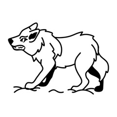 Doodle style icon of a canid 