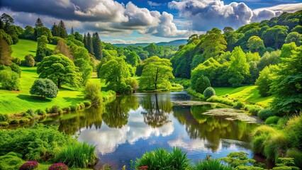 Obraz premium Lush green national park in the UK with diverse flora and fauna, nature, park, green, UK, landscape, environment