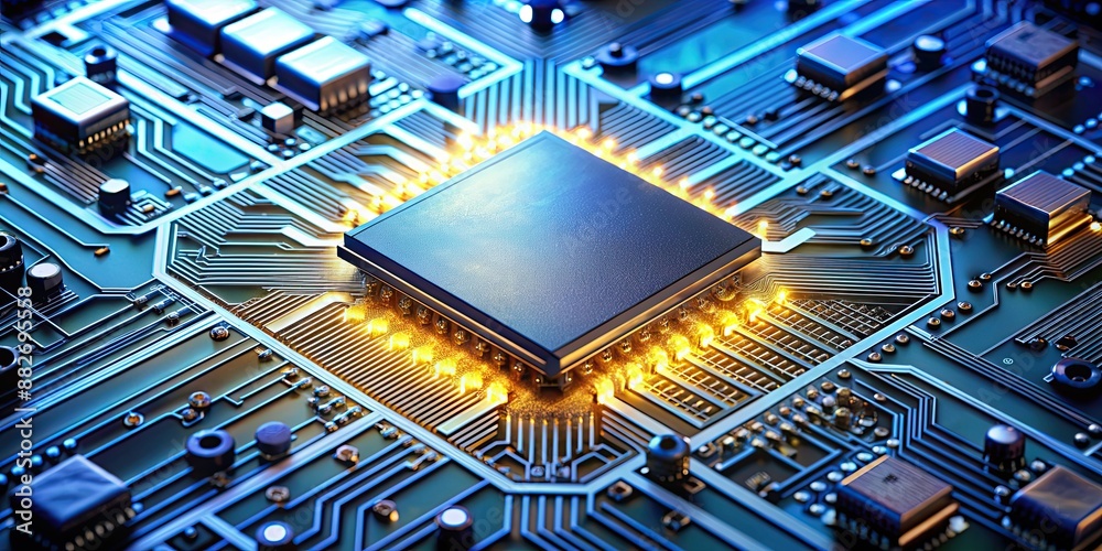 Canvas Prints of a semiconductor technology background, semiconductors, chips, circuit, electronics