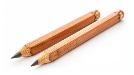 Obraz premium Conceptual Image of Education Two Wooden Pencils on White Surface
