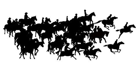 silhouette or illustration of horse racing