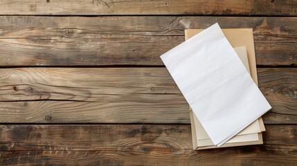 Confidential document template on wooden table flat lay background