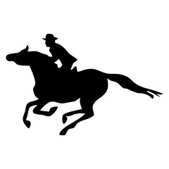 silhouette or illustration of a person riding a horse