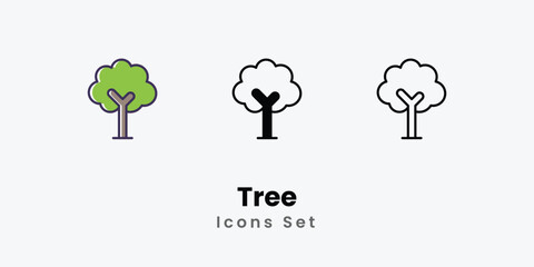 Tree Icons thin line and glyph vector icon stock illustration