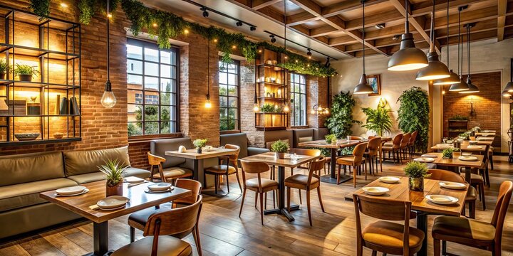 Cozy interior of modern Italian restaurant, cozy, modern, Italian, restaurant, interior, design, classy, elegant, stylish, ambient