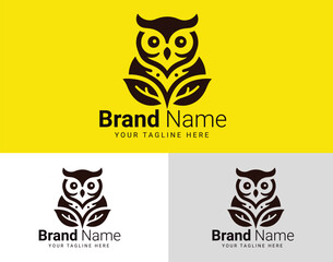 Vintage owl logo design editable vector temple