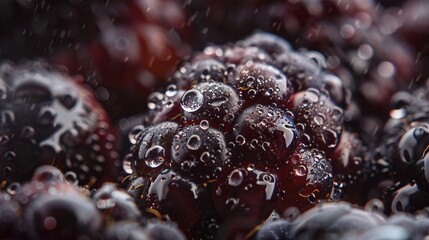 Fresh and Juicy Blackberries with Dew Drops