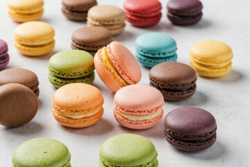 Fototapeta premium french cuisine - macaroons on a white background, close-up