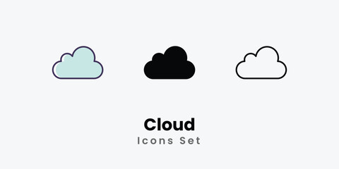 Cloud Icons thin line and glyph vector icon stock illustration