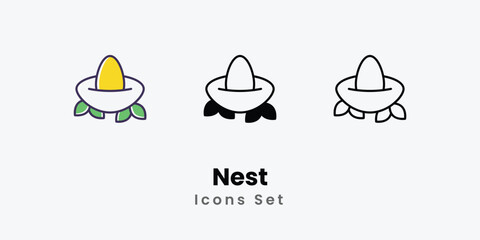 Nest Icons thin line and glyph vector icon stock illustration