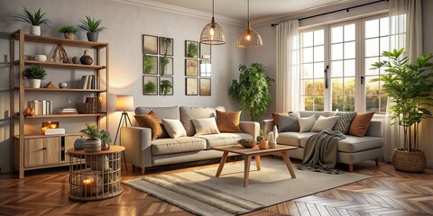 Cozy and inviting living room with a nostalgic concept , vintage, retro, nostalgic, cozy, interior, home, decor