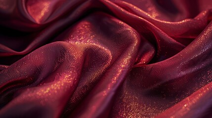 Shiny red satin fabric, opulent and smooth