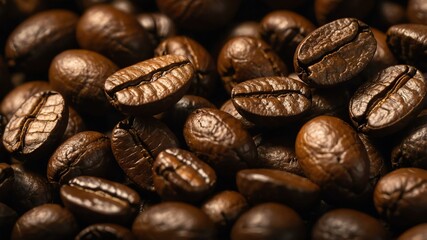 Naklejka premium vibrant and bright view of coffee beans in cinematic c background